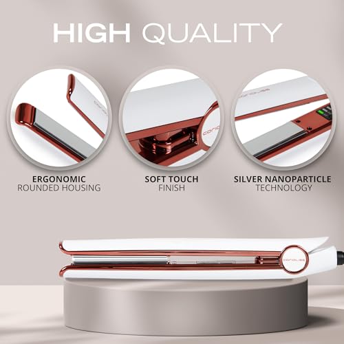 Corioliss C1 Hair Straightener for Women | Professional Titanium Plates | Ionic Flat Iron | Temperature Control 120°C to 235°C | Straightening and Waves | Travel Case | UK Plug | White Copper - Image 5