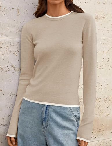 ZESICA Women's Long Sleeve Crewneck Shirts Spring Knit Slim Fitted Casual Basic Tee Sweater Tops2