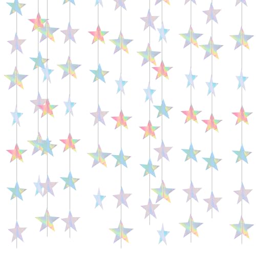 BEISHIDA Glitter Star Garland Iridescent Holographic Party Decor Twinkle Star Banner Backdrop for Wedding Baby Shower Birthday Party Supplies(78 Feet)