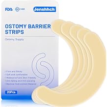 20 PCS Ostomy Barrier Strips, Hydrocolloid Waterproof Leak Elastic Ostomy Bag Secure Strips, Skin Adhesive ileostomy Barrier Strips Ostomy Barrier Tape for Colostomy Stoma Bags