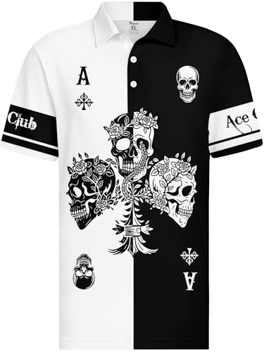 Image of PAGYMO Funny Golf Shirts for Men Crazy Printed Pattern Novelty Moisture Wicking Performance Mens Polo Shirt