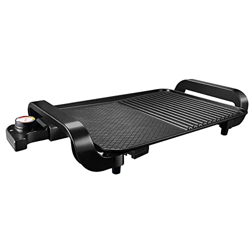 WSJQB Smokeless Grill Indoor Versatile Griddle, Hot Plate, Grill with Flat Plate, Grill for Healthy Food, Ridged Griddle, Easy Clean, Non Stick
