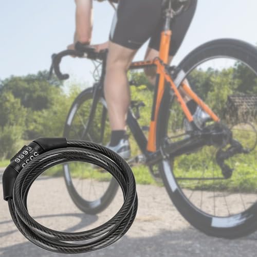 Candado de Cable de Acero, Seguridad Alta, Combinación 4 Dígitos, Negro miniatura 2