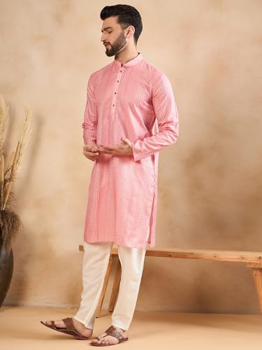 Image of Amazon Brand - Tavasya Men Linen Traditonal Regular Kurta