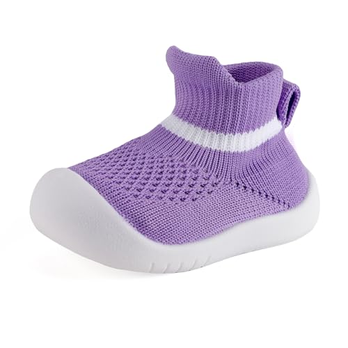 MK MATT KEELY Zapatos Bebé Primeros Pasos 6-36 Meses Calcetines con Suela de Goma Zapatillas Niño Niña Calzado Respetuoso Bebé,Morado,9-12 Meses