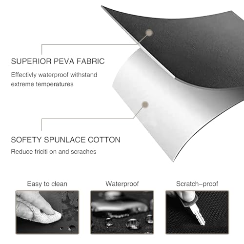 Image of Fogfar 1 PC Car Front Windshield Sunshade, 94.48 inch x 57.08 inch 210T Silver-Coated Cloth Antifreeze Rearview Mirror Snow Shield, Elastic Hook Installation, Compatible with Large SUVs, Pickups (Black)