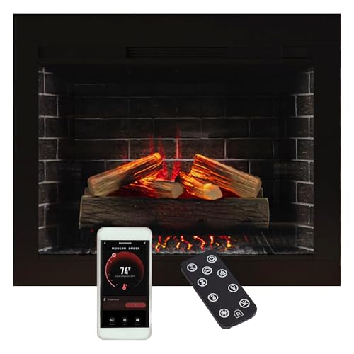 Modern Ember Uptown 33" Smart Electric Fireplace Insert with 3"