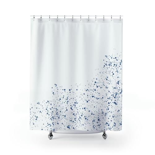 Rideau de douche bleu anti-éclaboussures en polyester lavable - 2
