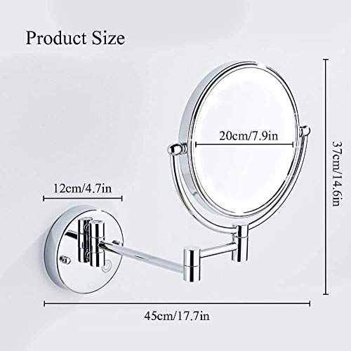 Miroir de Maquillage Mural Haute Précision : Miroir Éclairé Double Face 8"