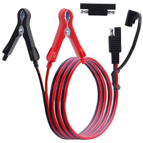 Image of ‎LANMINGLEL SAE to Battery Alligator Clip,14AWG 12V 24V Battery Crocodile Clip to SAE Connector Extension Cable with SAE Polarity Reverse Adapter for Motorcycles,Car,Solar Power Charging(1M) B
