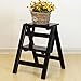 KUYT Sedia a Step Sgabelli Portatile in Legno in Legno in Legno Milti-Fuzione Cucina Pieghevole Gradini per la Casa, Office Black Color Color Stand Multifunction