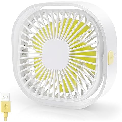 Small USB Desk Fan, 4 Inch Personal Portable Table Cooling Fan 3 Speeds Quiet Mini 360° Rotation Desktop Fan with Cable Powered by USB for Home Office Bedroom Car Outdoor Camping Travel Cover