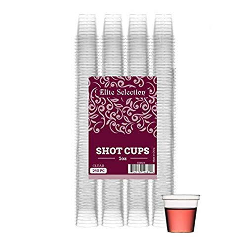 ELITE SELECTION Shot Glasses | 1 Oz. Clear Plastic Disposable Cups | Perfect Party Shot Cups for Shots, Tasting, Sauce, Dips | Pack of 240