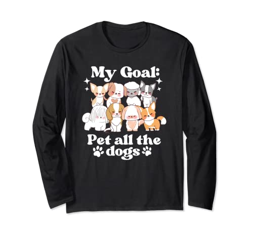 My Goal Pet Todos los Perros Divertido Amante De Perros Linda Vintage Manga Larga