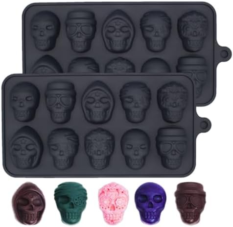 Mini Skull Silicone Molds - 200 Cavity Halloween Candy Chocolate Molds, 4-Piece Set With Droppers - View #8