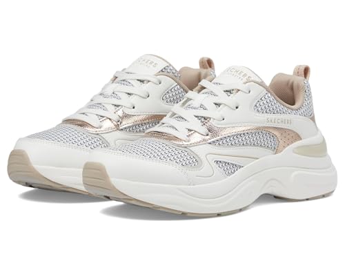 Skechers Women's Hazel-Metallic Soiree Sneaker, White/Gold, 9