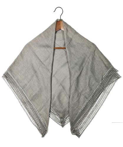 Shanlin Cotton Blend Solid Color Square Scarves with Lace (39.3"x39.3")2