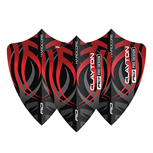 RED DRAGON Hardcore Jonny Clayton Freestyle Dart Flights- 3 Sets Per Pack (9 Dart Flights in total), Black and Red - Image 3