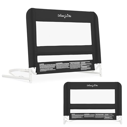 Image of Dream On Me Mesh Security Bed Rail – Toddler Safety Guard with Breathable mesh, Reinforced Anchor System, Lightweight, Portable, fits Adult Twin-Size beds, Black