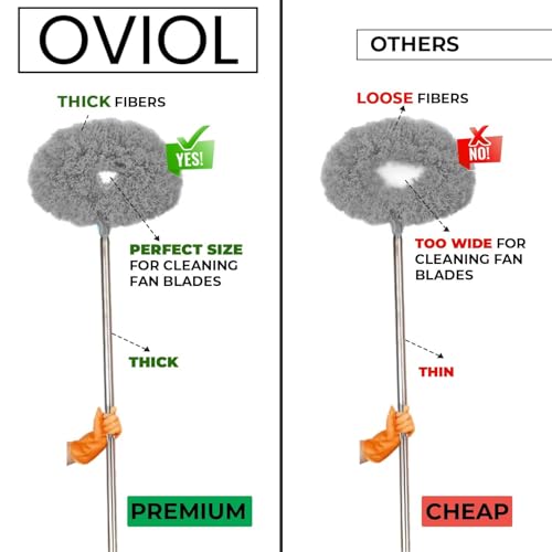 Image of OVIOL Fan Cleaner Brush with Long Rod Flexible Fan Cleaning Mop Microfiber Dust Cleaner Foldable Duster for Home Cleaning Microfiber Duster Cleaning Home, Kitchen, Car, Ceiling(Grey)