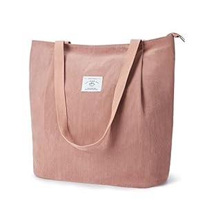 KALIDI Waterdichte Corduroy Tote Bag Met Rits Casual Hobo Schoudertas Handtas Grote Capaciteit Koord Tote Tas Vrouwen…