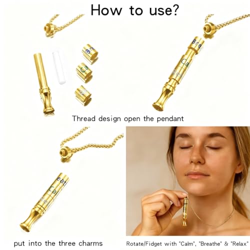 BOLAGTIER Anxiety Fidget Breathing Smoking Cessation Necklace, Gold — view 5