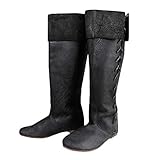  Herren Vintage Ritterstiefel Mittelalter Lace-Up Hohe Stiefel Gotisch Steampunk Faux Lederstiefel Reitstiefel Runder Kopf Lange Stiefel Weich Sole Flache Stiefel