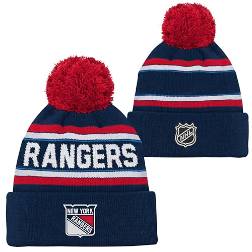 Outerstuff NHL Youth Boys Jacquard Cuffed Pom Knit Hat - 3rd Jersey Logo (US, Alpha, One Size, New York Rangers)