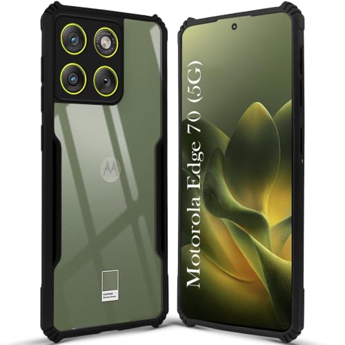 Image of Jkobi Hybrid Back Case Cover for Motorola Moto Edge 70 (Shockproof with Polycarbonate Clear Panel | Professional Black)