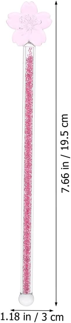 Cherry Blossoms Glass Swizzle Sticks Pink, Flower Stirring Rod