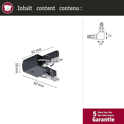 Paulmann 96906 URail L-connector62x62 mm max. 1000W black matt rail system - Image 2