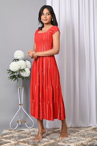 Image of IQRAAR Dress for Women Printed Midi Dress