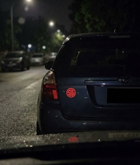 Image of SIG Decal - (Red Reflective, 2 x 2 Inches) - Vinyl Car Bumper Sticker, Gun, Truck, Window, Motorcycle, Helmet, Bumper, Laptop