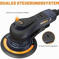 MAXXT 5.0mm Exzenterschleifer Brushless | 150mm & 125mm Dual-Schleifplatte | 350W EC-Motor | 4000-10000 U/min | Spritzgussbox | Mit 20 Schleifpapieren für Holzarbeiten, Polieren – Ansicht 2