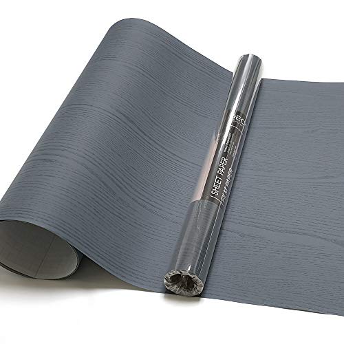 Blue Wood Self Adhesive Paper 19.6"x118" Decorative Self Adhesive Film for Furniture Wood Grain Contact Paper Self Adhesive Removable Wallpaper Peel and Stick Easy to Apply (Russian Blue Gray)