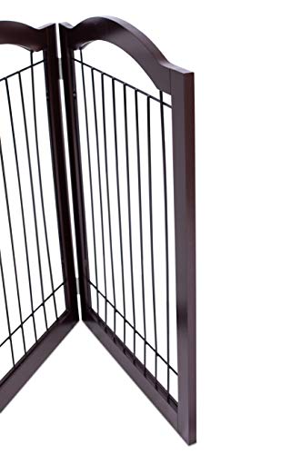 Internet’s Best Wire Dog Gate With Arched Top - 3 Panel - 30 Inch Tall Pet Puppy Safety Fence - Fully Assembled - Durable Mdf - Folding Z Shape Indoor Doorway Hall Stairs Free Standing - Espresso #TOP5