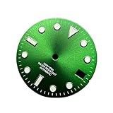 Saharuse 1 pz 28.5mm Quadrante Orologio Argento Oro Rosso Verde Nero Blu Grigio Data Finestra Luminosa Misura for NH35 /NH36/4R/7S Movimento Automatico(Green Silver)