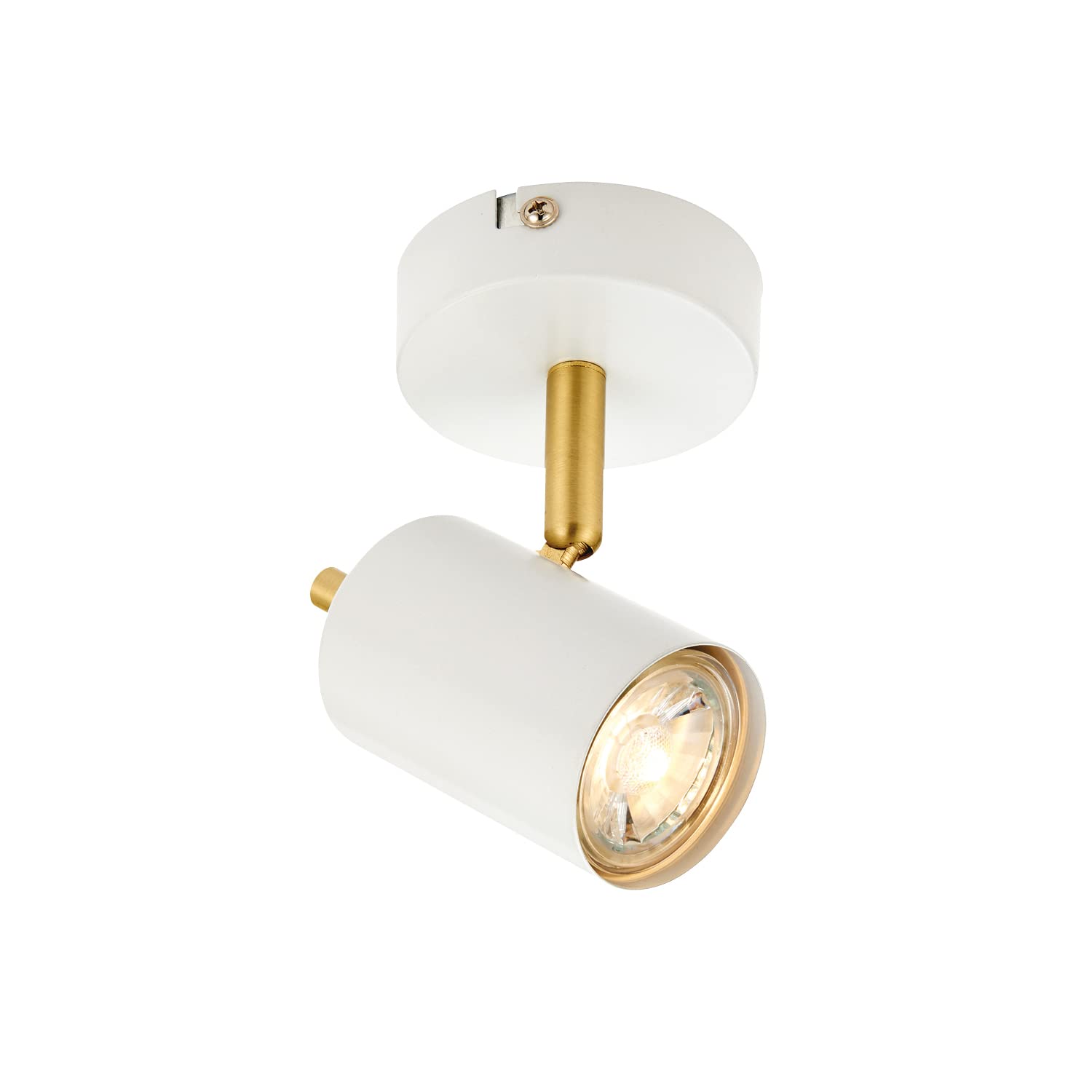 National Lighting Quinn Modern Single Matt White with Brushed Gold Accent Ceiling/Wall Spotlight IP20 Rated - LED GU10