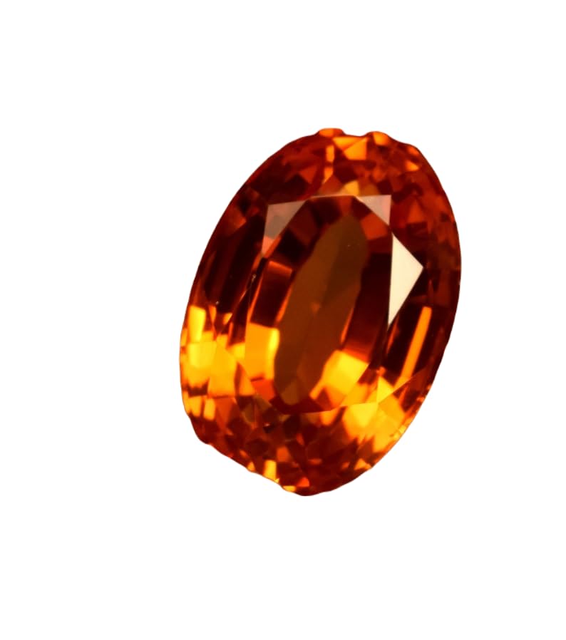 Saphir orange gemme naturelle ovale 12x8x6mm pour fabrication pendentif et bague