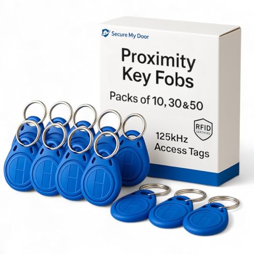 SecureMyDoor - RFID Proximity Fobs in Blue - Token - Fob - Tag - 125kHz Card Key - Ideal for Digital Keypad | Proximity Reader | Door Entry Access Control Security System (20)