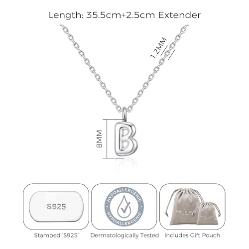 Collar de plata de ley inicial B regalo de cumpleaños para niños 4