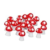  Deko Fliegenpilze Garten,Miniatur-pilz-fee-Garten-Accessoires, 20pcs Red Fairy Garden Micro Landschaft Blumentopf Bonsai-dekor-Harz Minipilz