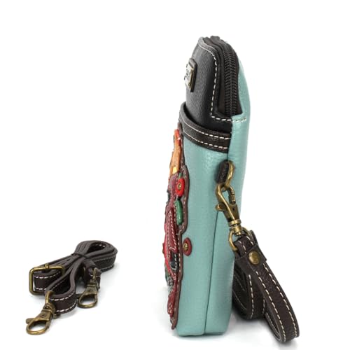 Image of CHALA Bird Collection Cell Phone Crossbody Purse-Women PU Leather /Canvas Multicolor Handbag with Adjustable Strap
