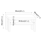 URBNLIVING 2 Tier TV Bench Entertainment Media Stand Cabinet Wooden Storage Display Unit Center Shelf, Modern TV Console Table for Living Room Bedroom -Rustic Brown, H45cm x W90cm x D30cm - Image 4