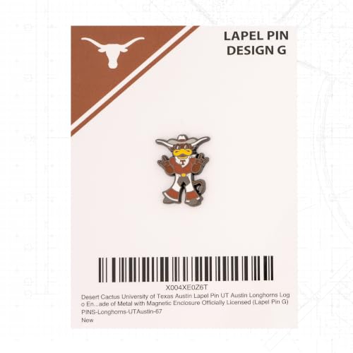 Image of Desert Cactus UT Austin Longhorns Magnetic Metal Lapel Pin (G) | Officially Licensed University of Texas Austin Enamel Finish Lapel Pin Formal Wear Bag and Hat Jewelry Tie Track Brooch Pin