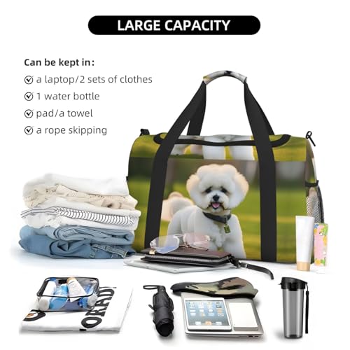 Sac de sport compact imprimé bichon frisé noir format cabine One Size