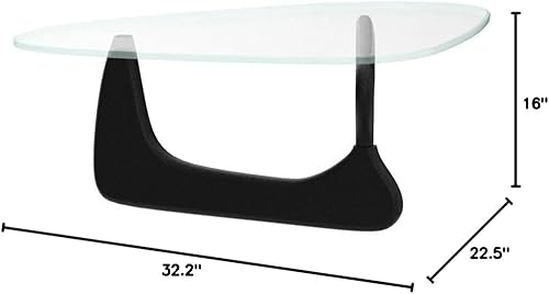 Miniatura 2 de Pequeña mesa auxiliar ovalada de cristal, mesa moderna triangular para sala de estar, centro negro, base de madera maciza y parte superior
