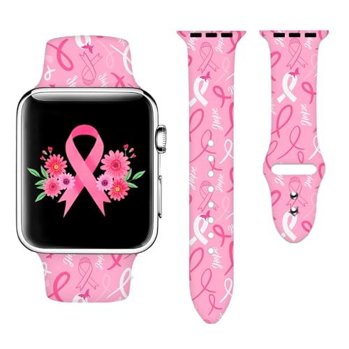 Breast Cancer Awareness Gifts for Women Watch Bands Compatible With Apple Watch 38mm 40mm 41mm For Women Men Adjustable Replaceable Smartwatch Straps for iWatch Series SE 10 9 8 7 6 5 4 3 2 1