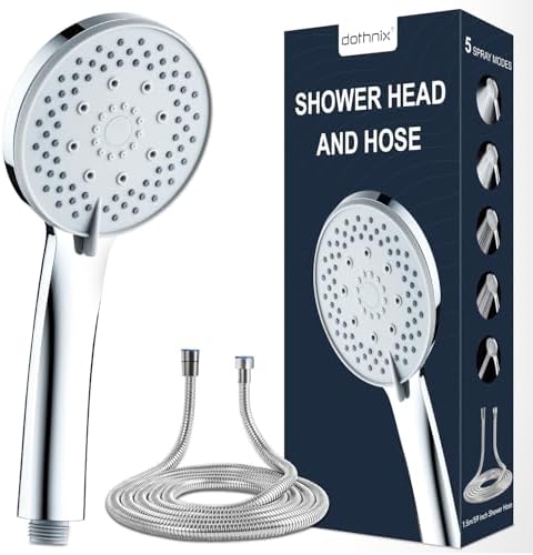 dothnix Duschkopf mit schlauch 1,5m, Hochdruck-Duschkopf mit 5 Strahlarten | Universeller Handbrause-Duschkopf für Regendusche