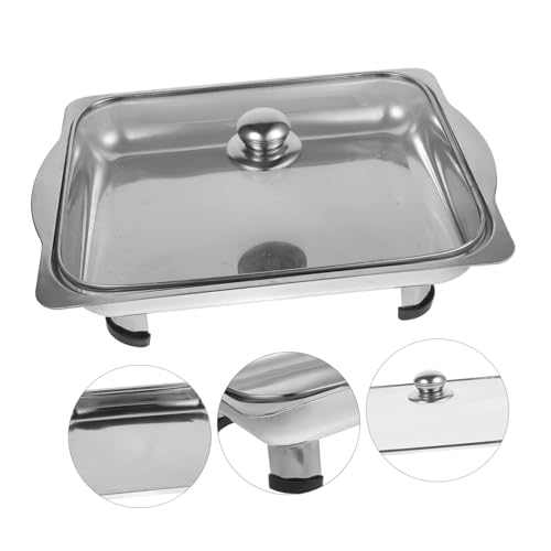 MAGICLULU 1 Satz Buffetofen Für Gastronomie Heiße Platte Speisenwärmer Scheuernde Gerichte Herd Buffetwärmer Tablett Selbst Grillrost Aus Edelstahl Hotelofen Silver Rostfreier Stahl – Bild 4